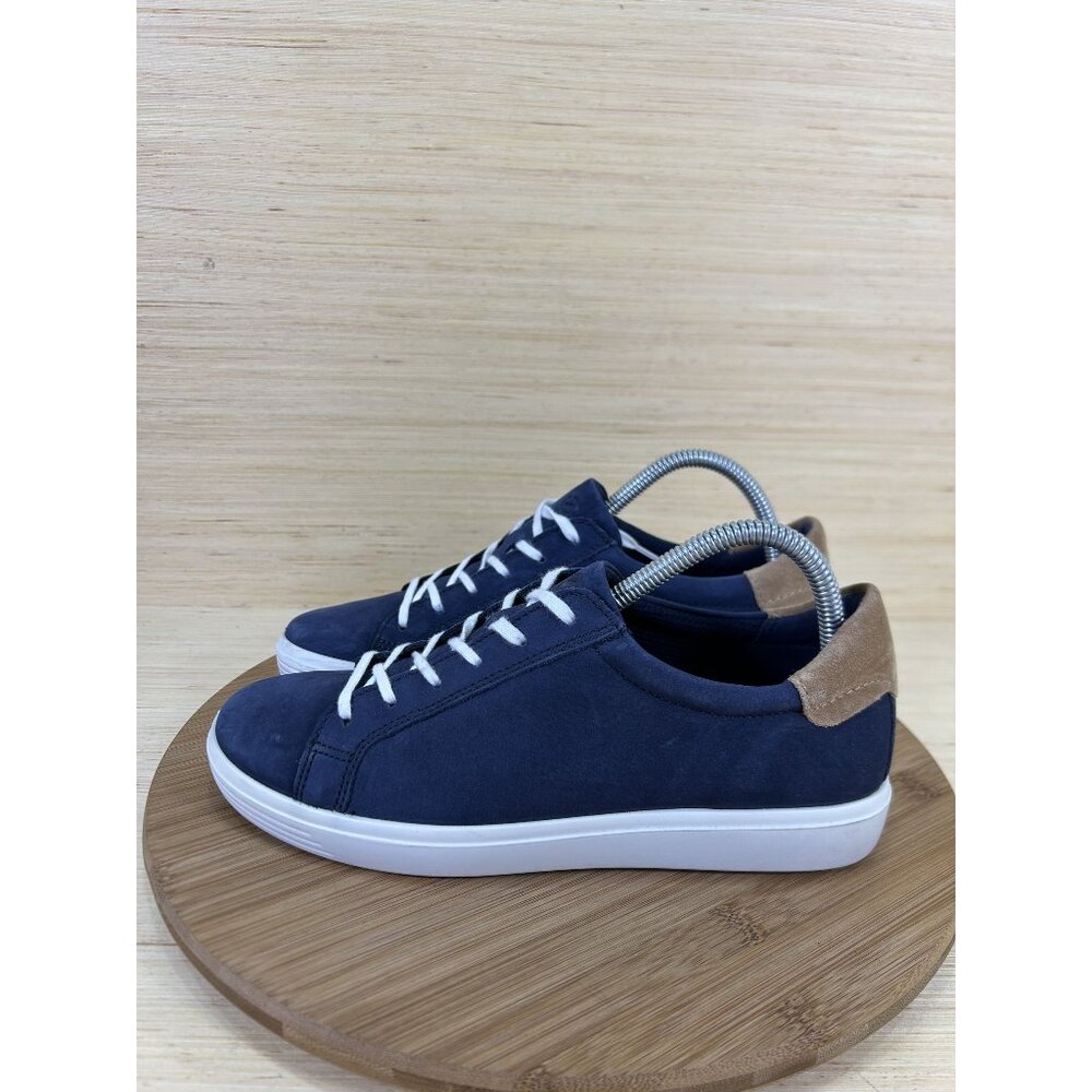 Ecco Soft Class Blue Nubuck Tan Athletic Casual Shoes Womens Size 39 US 8